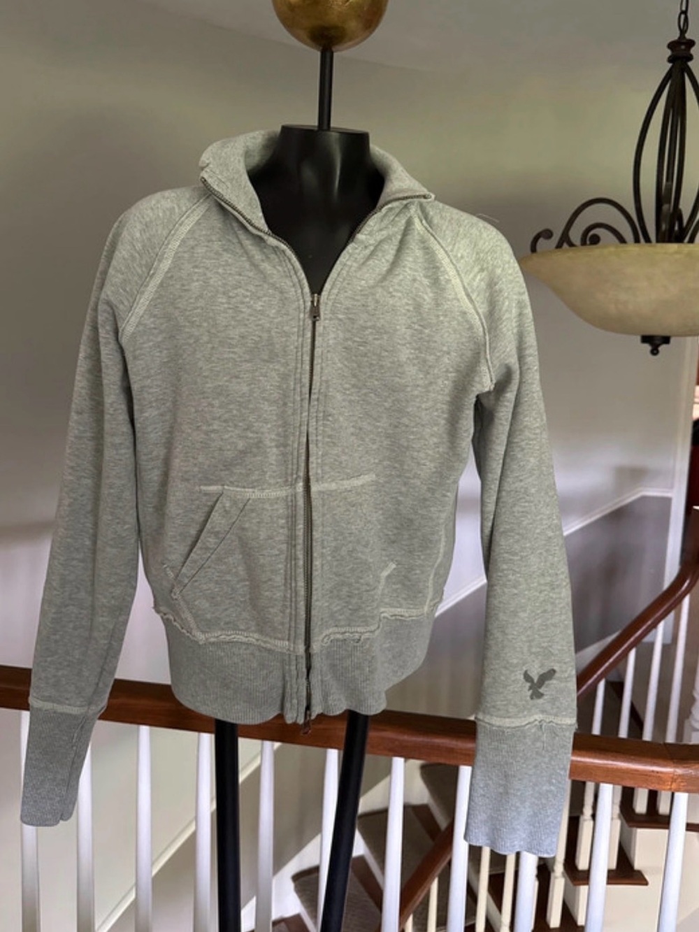 American Eagle Outfitters Light Heather Gray Zip-Up Jacket